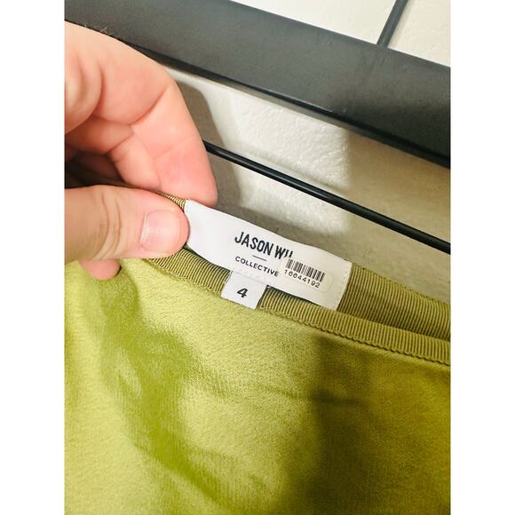 JASON WU Green Satin Side Zipper Sleek Silhouette Slip Style Skirt Size Size 4 - Picture 8 of 13